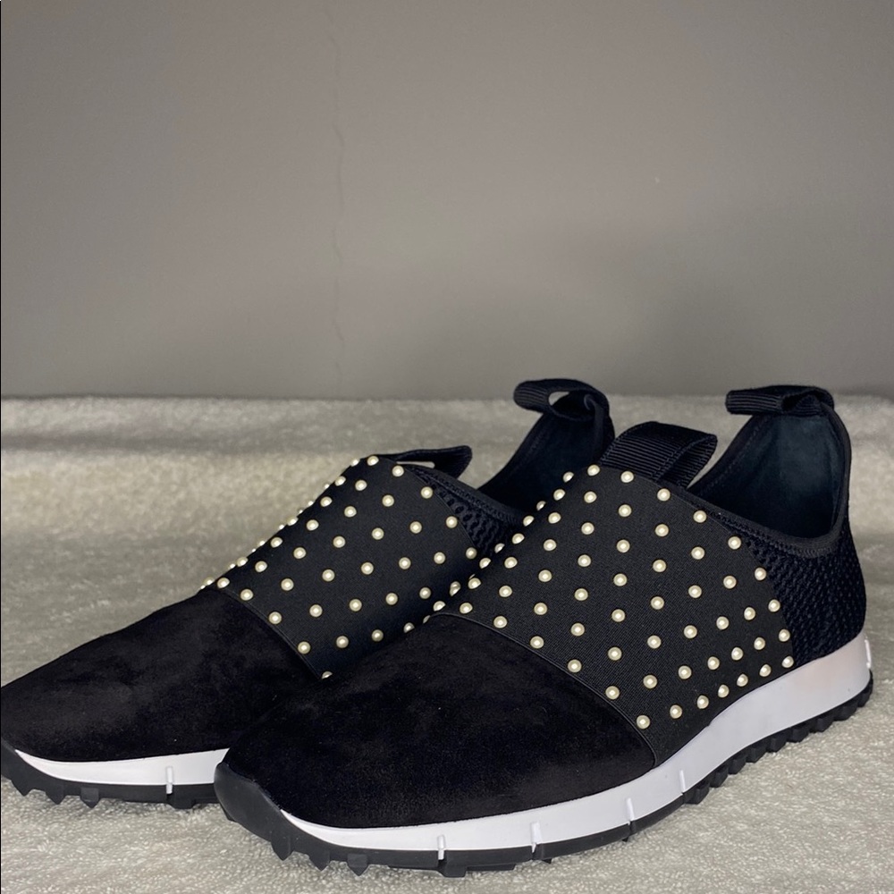 Jimmy Choo Oakland Mesh & Suede Studded Slip-On Sneakers (EUR 41 / US 7.5)